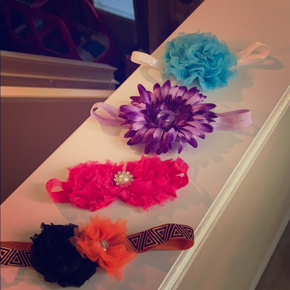Infant Headbands Flowers Set of 4